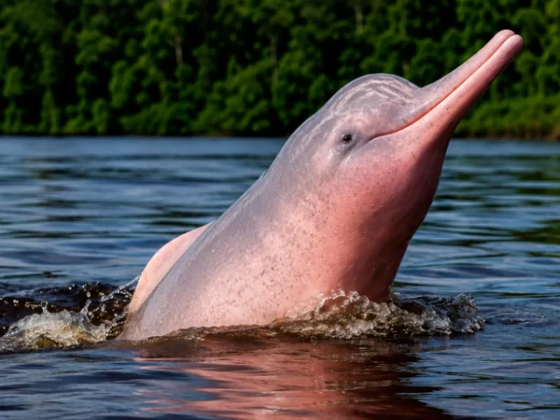 pink river dolphin in cuyabeno