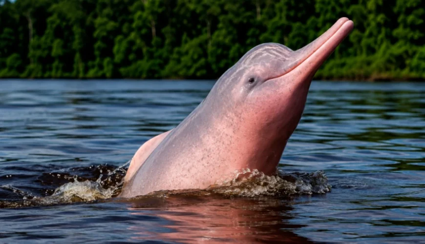 pink river dolphin in cuyabeno